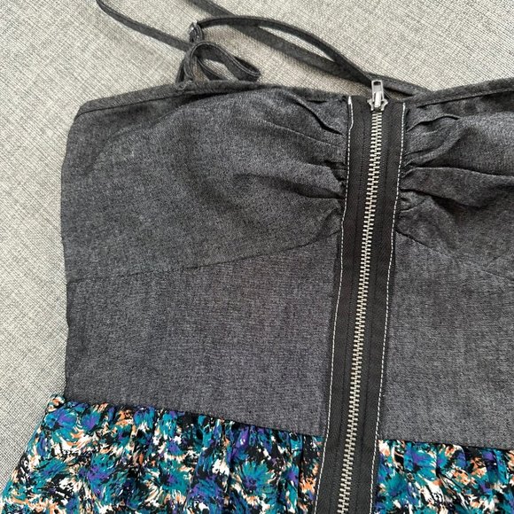 Johnny Martin Dress Spaghetti Straps Zipper Front Gray Teal Blue Small‎ Stretch - Picture 9 of 15